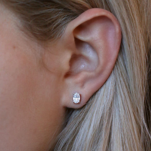 Oval Cut Lab Grown Diamond Stud Earrings