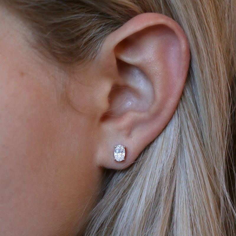 Oval Cut Lab Grown Diamond Stud Earrings