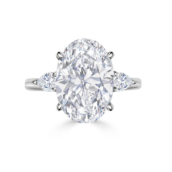 Oval Cut Diamond Engagement Ring | Pear Cut Side Stones
