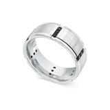 Panelled Bevel Edge Black Diamond Mens Wedding Ring