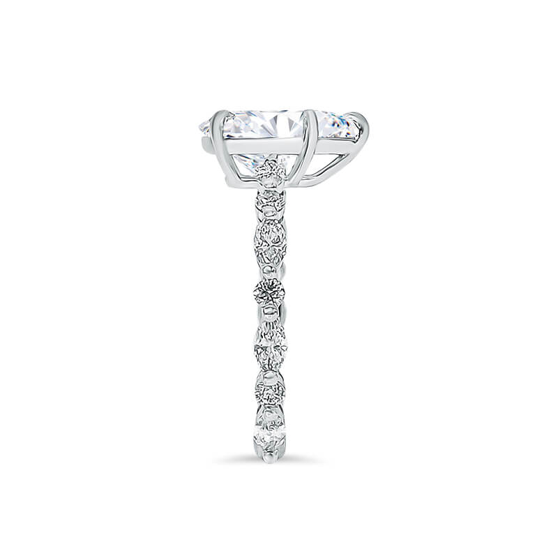 Pear Cut Lab Grown Diamond with Marquise and Round Diamond Band Setting