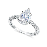 Pear Cut Lab Grown Diamond with Marquise and Round Diamond Band Setting
