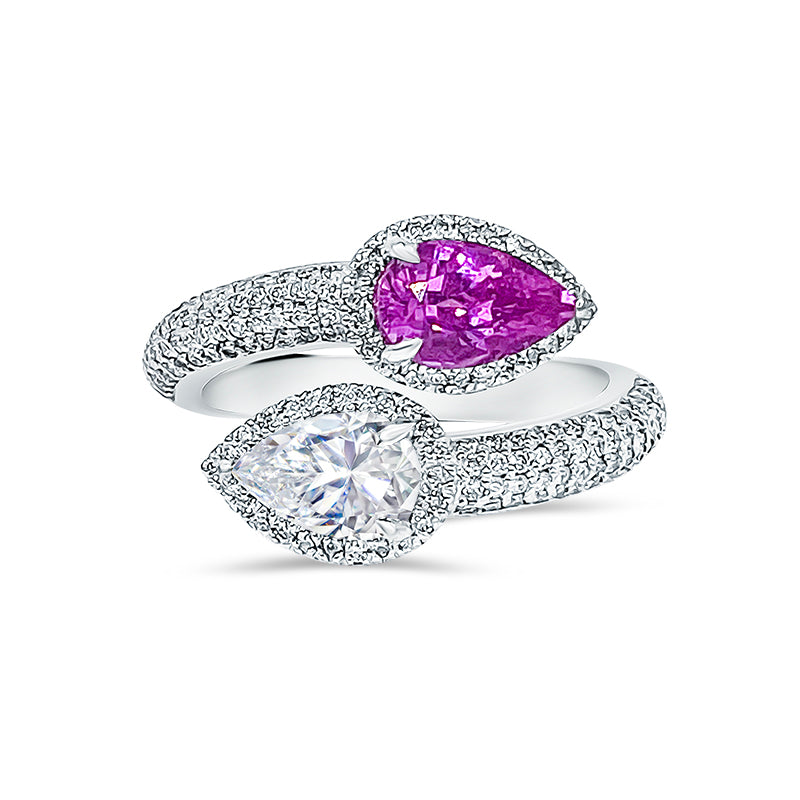 Pink Sapphire and Pear Wrap Ring | Bespoke