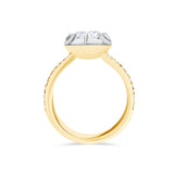 Round Cut Lab Grown Diamond Button Back and Double Pave Band Setting