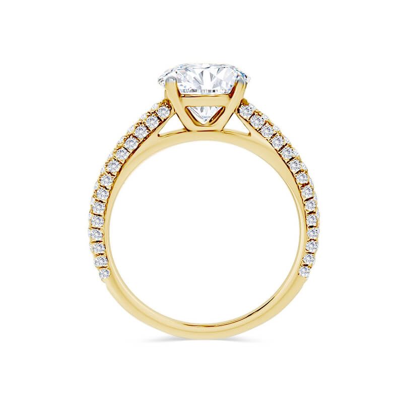 Round Lab Diamond Triple Micro Pavé Engagement Ring