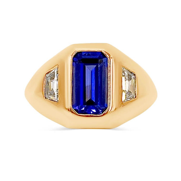 Sapphire & Diamond Signet Ring -"One & Only"