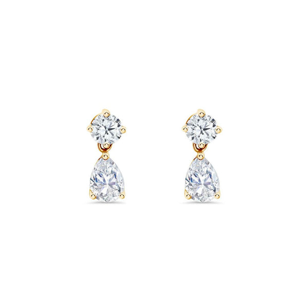 Round diamond and pear drop earrings