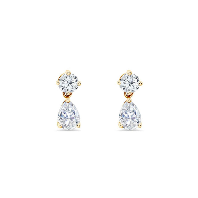 Round diamond and pear drop earrings