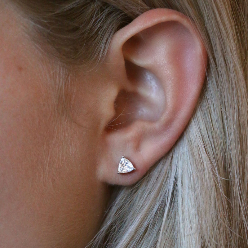Trilliant Cut Lab Grown Diamond Stud Earrings