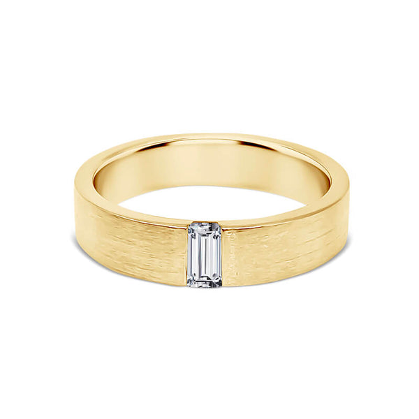 Wide Band Satin Finish Ring | With Diamond