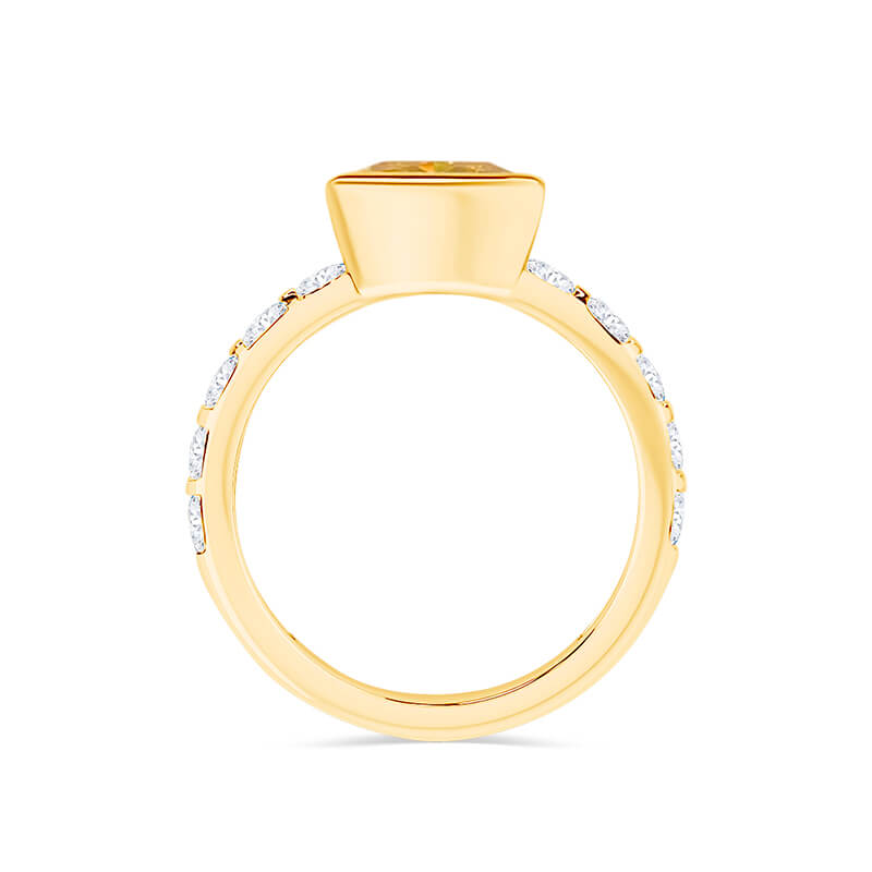 Yellow Sapphire Ring | Princess Cut Bezel Set