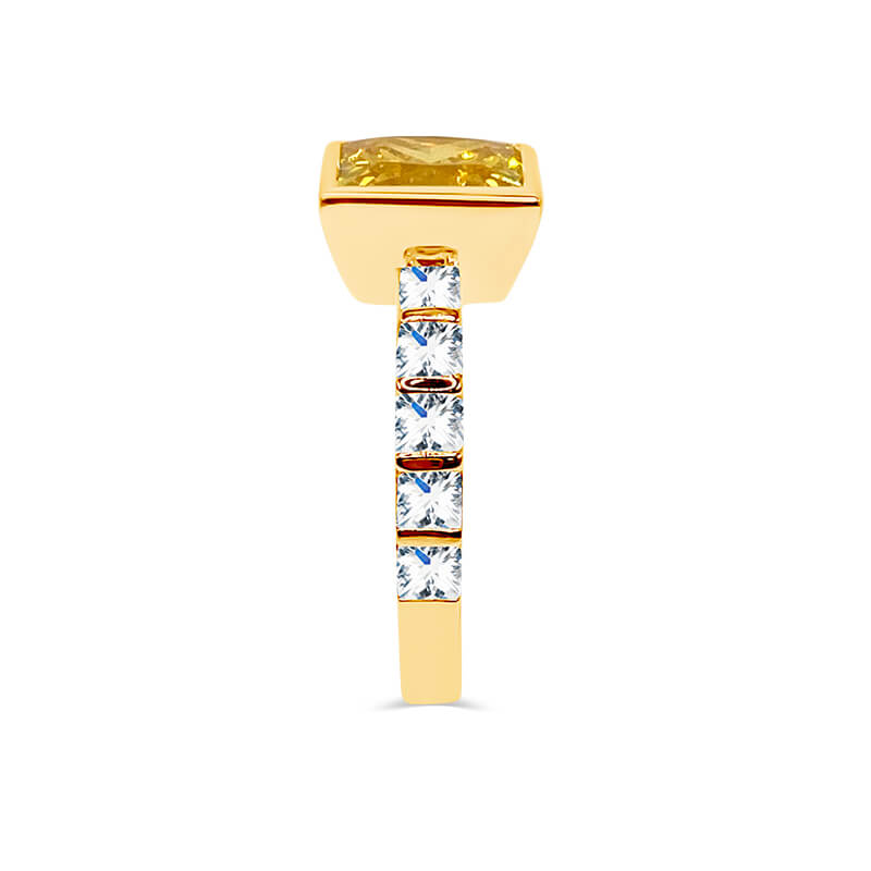 Yellow Sapphire Ring | Princess Cut Bezel Set