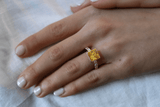 Yellow Sapphire Engagement Ring | Princess Cut Bezel Set