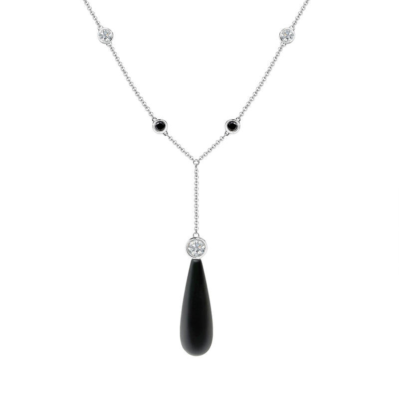 Black and White Lariat With Onyx Drop| One & Only