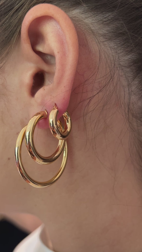 9k FeatherLite Gold Hoops | Sm Chunky