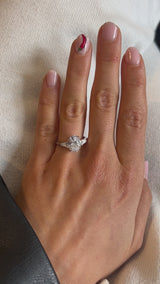 Oval Cut Lab Diamond with Baguette Sides Engagement Ring 