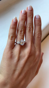 Pear Trilogy Engagement Ring - Pear side stones