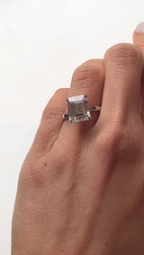 Emerald cut Diamond Solitaire Engagement Ring with four Claw