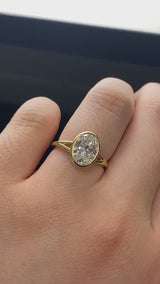 Oval Diamond Split Shank Engagement Ring | Bezel