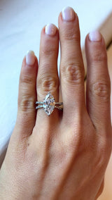 Marquise Cut Lab Diamond Split Shank Engagement Ring 