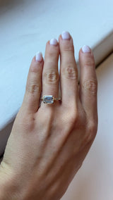 Emerald Cut Bezel East West Engagement Ring