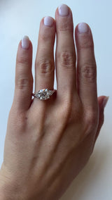 Cushion Cut Engagement Ring with Trilliant Side Stones