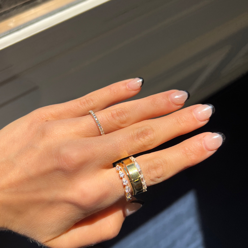 Cartier love ring stacked cheap with diamond band