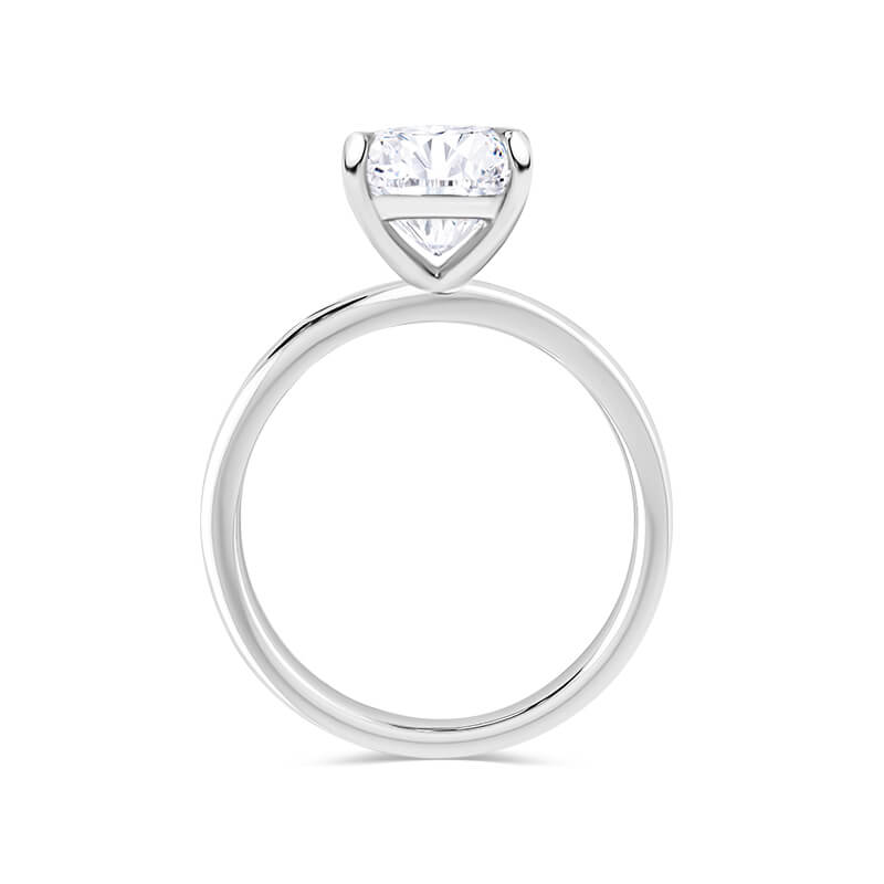 Elongated Cushion Cut Four Claw Solitaire Engagement Ring with Sustainable Lab Diamonds. Deltora Diamonds Sustainable Lab Diamond Bridal Jewellery Australia.