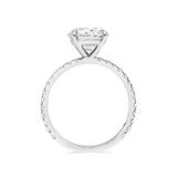 Round Brilliant Cut Four Claw Pavé Band Engagement Ring. Deltora Diamonds Sustainable Lab Diamond Jewellery Australia.