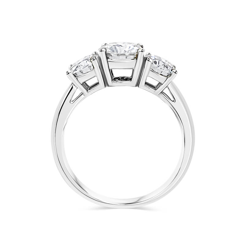 Brilliant Cut Trilogy Engagement Ring With Sustainable Lab Diamonds. Deltora Diamonds Sustainable Lab Diamond Bridal Jewellery Australia.