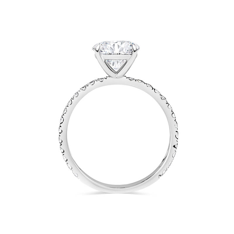 Oval Cut Four Claw Pavé Band Engagement Ring with Sustainable Lab Diamonds. Deltora Diamonds Sustainable Bridal Jewellery with Lab Diamonds.