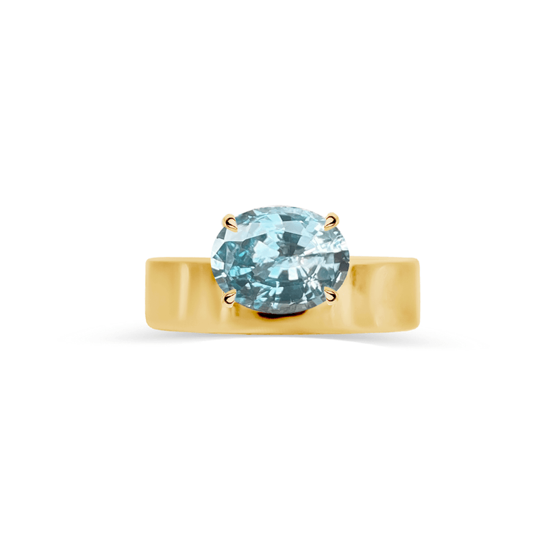 Floating Sapphire Cigar Band made with Sustainable Lab Sapphires.