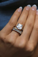 Deltora Diamonds Emerald Cut Petite Wedding Ring made with sustainable lab diamonds.