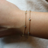 Bezel Set Chain Bracelet made with Sustainable Lab Diamonds.