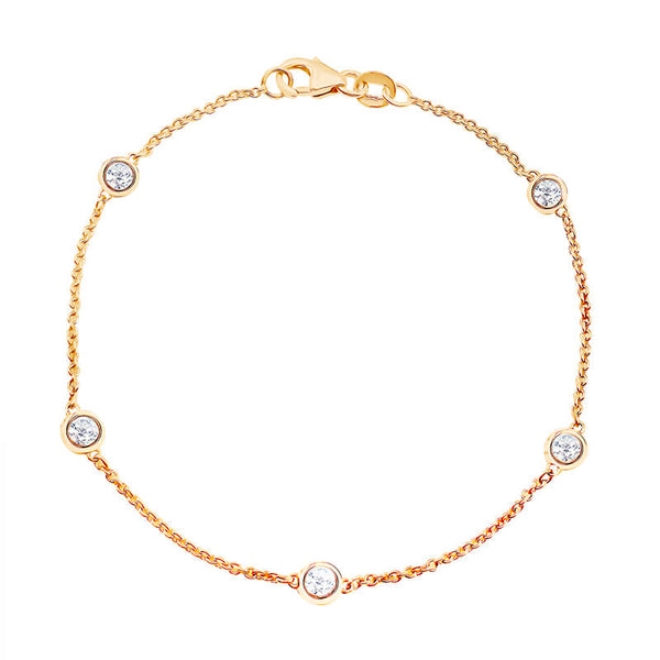 Bezel Set Chain Bracelet made with Sustainable Lab Diamonds.