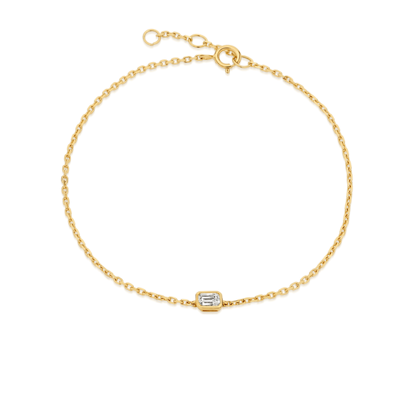Bezel Set Emerald Cut Chain Bracelet