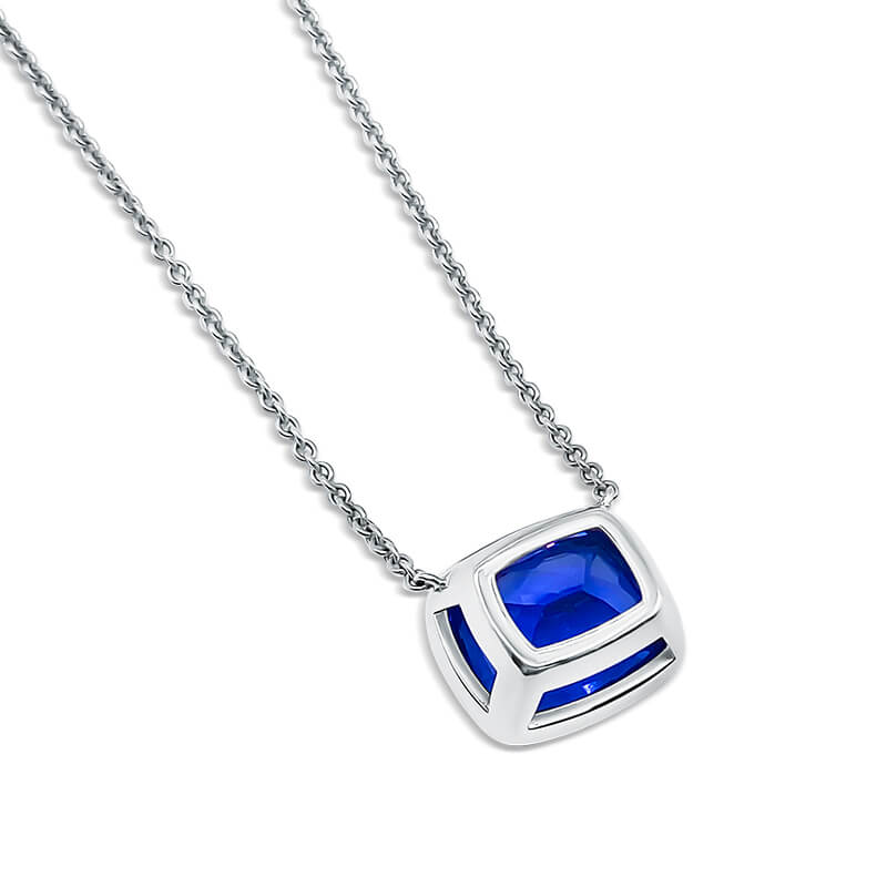 Deltora Diamonds One-Of-A-Kind Cushion Cut Royal Blue Sapphire Necklace