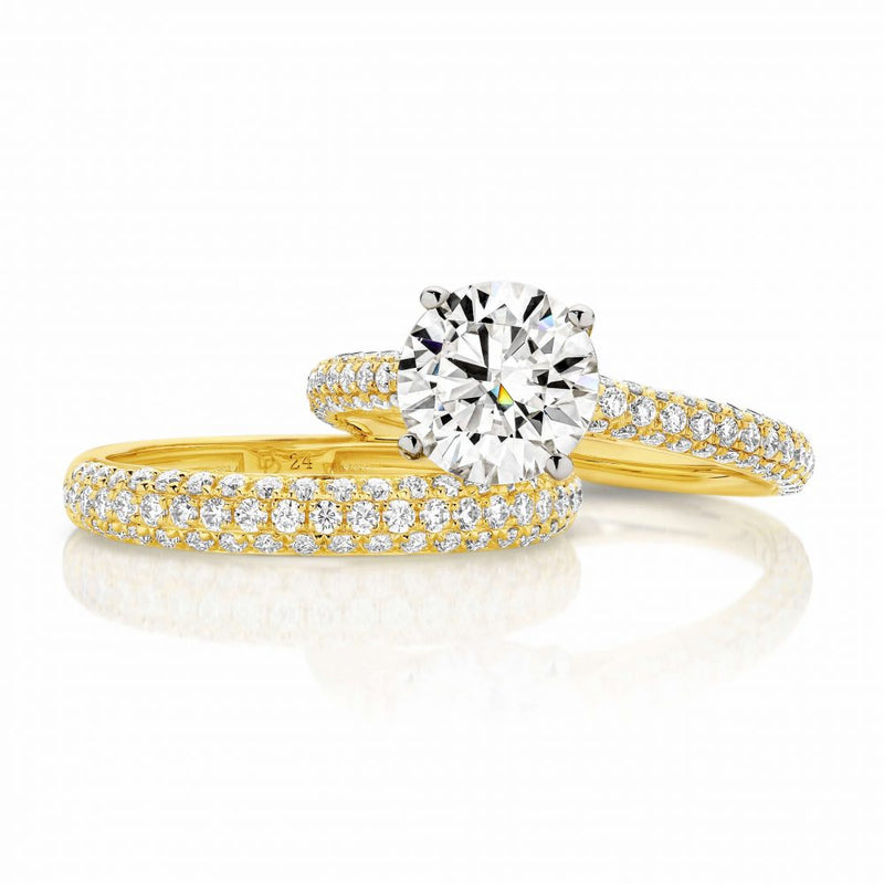 Deltora Diamonds Triple Micro-Pavé Set Wedding Ring with Sustainable Lab Diamonds.