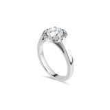 Round Cut With Halo Plain Band Engagement Ring. Deltora Diamonds Sustainable Lab Diamond Bridal Jewellery.