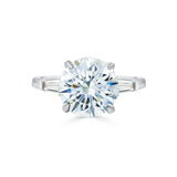 Round Cut Diamond with Baguette Sides Engagement Ring