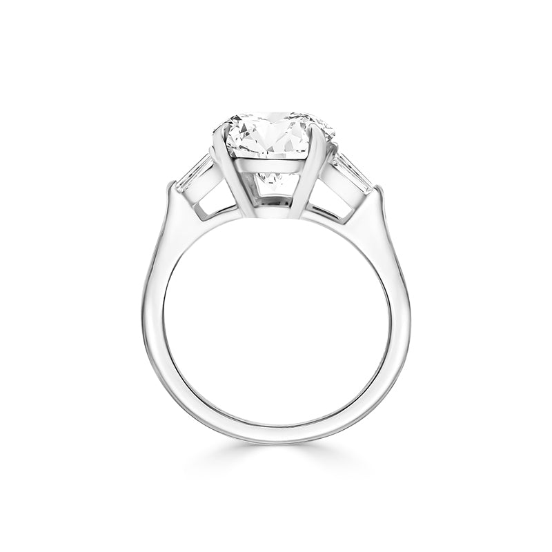 Round Cut Diamond with Baguette Sides Engagement Ring