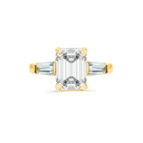 Emerald Cut Lab Diamond Engagement Ring | Tapered Baguette Side Stones