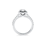 Emerald Cut Halo with Pave Band Engagement Ring. Deltora Diamonds Sustainable Lab Diamond Bridal Jewellery. 
