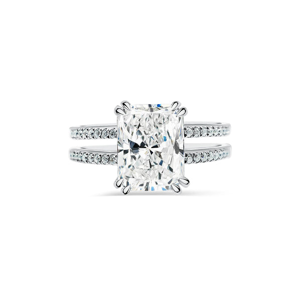 Deltora Diamonds Radiant Cut with Double Pave Band Setting.