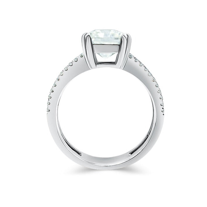 Deltora Diamonds Radiant Cut with Double Pave Band Setting.