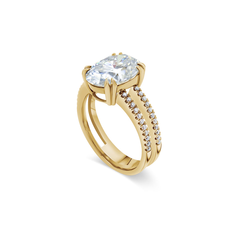 Oval Cut Lab Diamond Engagement Ring | Double Pavé Band
