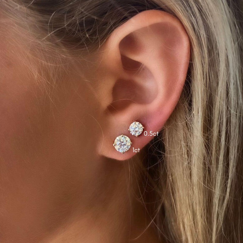 Diamond Stud Earrings made using sustainable lab diamonds.