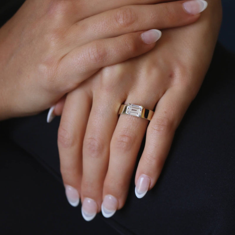 Toi Et Moi Engagement Ring, Pear Moissanite Ring, Half Bezel Set Moissanite  Ring Two Stone Wedding Ring, Double Stone Ring, 14K Gold Ring - Etsy