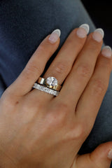 Deltora Diamonds Floating East West Oval Cigar Band Engagement Ring made with Sustainable Lab Diamonds.