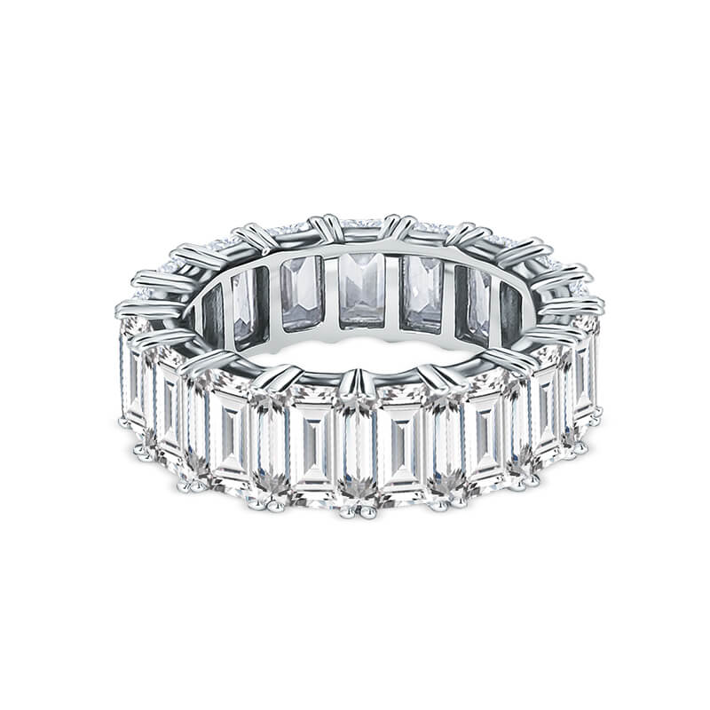 Emerald Cut Eternity Wedding Ring with Sustainable Lab Diamonds. Deltora Diamonds Sustainable Bridal Jewellery Australia.